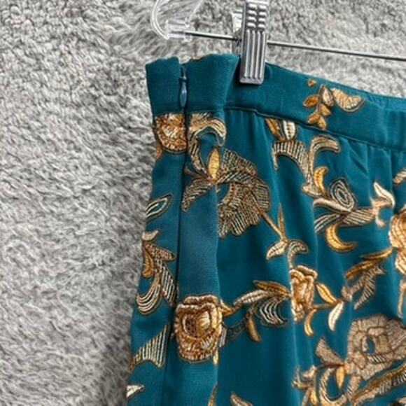 Yoana Baraschi Rosette Skirt Size 14 Turquoise with Golf Floral Embroidery Lined - Picture 8 of 13